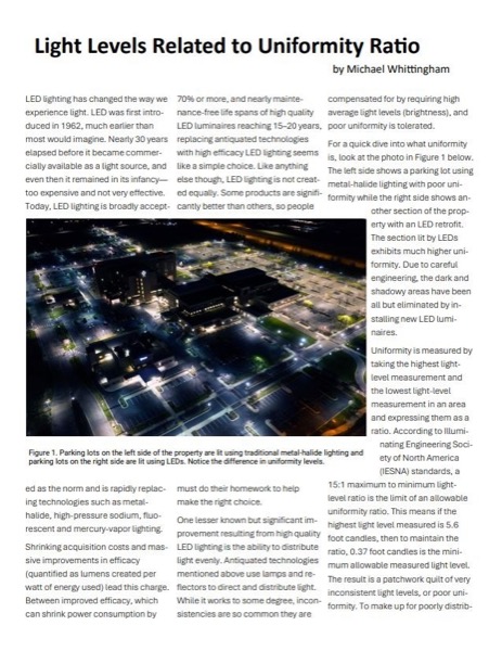 White paper — Light Levels Related to Uniformity Ratio